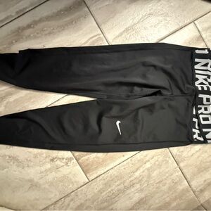 Nike Black Athletic Leggings with White Logo